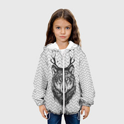 Куртка с капюшоном детская Рогатый волк, цвет: 3D-белый — фото 2