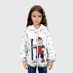 Куртка с капюшоном детская Лыжник, цвет: 3D-белый — фото 2