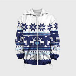 Куртка с капюшоном детская Скандинавские олени, цвет: 3D-белый