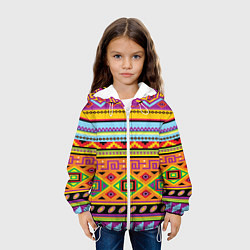 Куртка с капюшоном детская Этнический орнамент, цвет: 3D-белый — фото 2