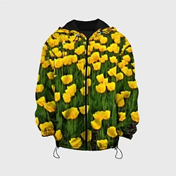 Куртка с капюшоном детская Жёлтые тюльпаны, цвет: 3D-черный