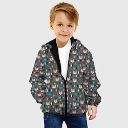 Куртка с капюшоном детская Лисы и геометрия, цвет: 3D-черный — фото 2