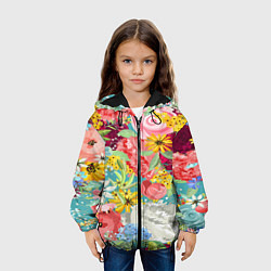 Куртка с капюшоном детская Букет цветов, цвет: 3D-черный — фото 2