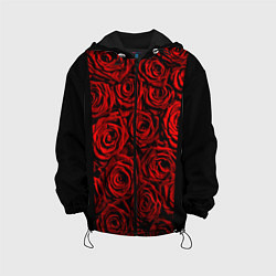 Куртка с капюшоном детская Унисекс / Красные розы, цвет: 3D-черный