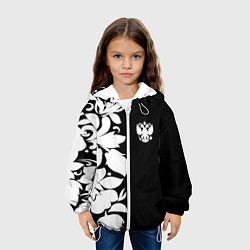 Куртка с капюшоном детская Russia: B&W Floral, цвет: 3D-белый — фото 2