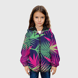 Куртка с капюшоном детская Неоновые пальмы, цвет: 3D-черный — фото 2