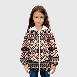 Куртка с капюшоном детская Славянский орнамент, цвет: 3D-белый — фото 2