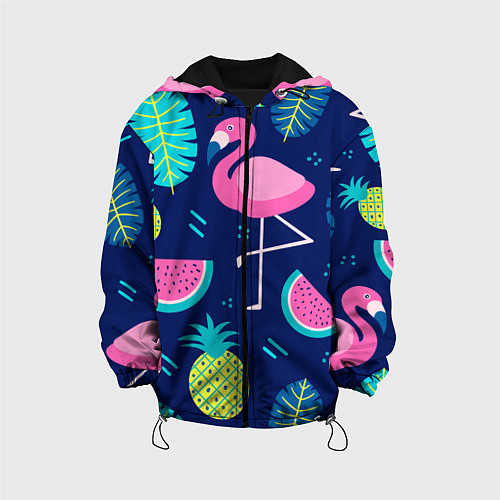 Детская куртка Фруктовый фламинго / 3D-Черный – фото 1