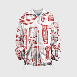Куртка с капюшоном детская Инструменты мужика, цвет: 3D-белый