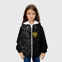 Куртка с капюшоном детская Герб России и орнамент, цвет: 3D-белый — фото 2