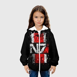 Куртка с капюшоном детская Mass Effect N7, цвет: 3D-белый — фото 2
