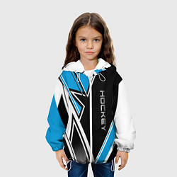 Куртка с капюшоном детская Hockey black blue white, цвет: 3D-белый — фото 2