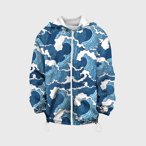 Детская куртка Морские волны графика / 3D-Белый – фото 1