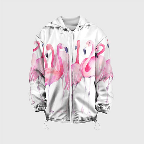 Детская куртка Фламинго розовый на белом / 3D-Белый – фото 1