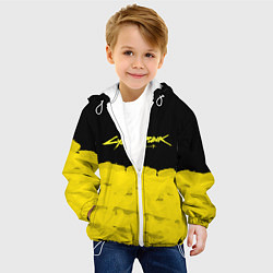 Куртка с капюшоном детская Cyberpunk 2077: Yellow & Black, цвет: 3D-белый — фото 2