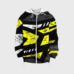 Куртка с капюшоном детская Black yellow abstract sport style, цвет: 3D-белый