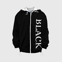 Куртка с капюшоном детская Чёрная футболка с текстом, цвет: 3D-белый
