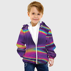 Куртка с капюшоном детская Разноцветные волнообразные, цвет: 3D-белый — фото 2