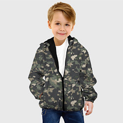 Куртка с капюшоном детская Пиксельный камуфляж, цвет: 3D-черный — фото 2