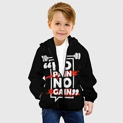 Куртка с капюшоном детская Без боли нет победы, цвет: 3D-черный — фото 2