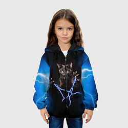 Куртка с капюшоном детская Грозовой кошакгромовержец, цвет: 3D-черный — фото 2