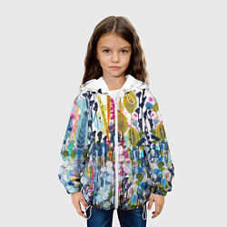 Куртка с капюшоном детская Watercolor Flowers, цвет: 3D-белый — фото 2