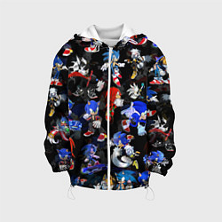 Куртка с капюшоном детская Sonic паттерн, цвет: 3D-белый