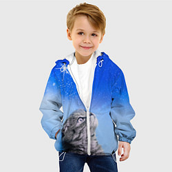 Куртка с капюшоном детская Кот и космос, цвет: 3D-белый — фото 2
