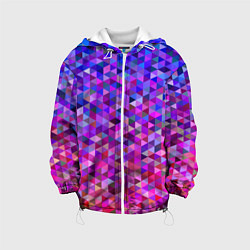 Куртка с капюшоном детская Треугольники мозаика пиксели, цвет: 3D-белый
