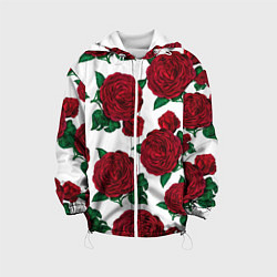 Куртка с капюшоном детская Винтажные розы, цвет: 3D-белый