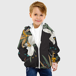 Куртка с капюшоном детская Цветочный арт, цвет: 3D-белый — фото 2