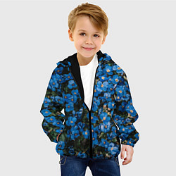 Куртка с капюшоном детская Поле синих цветов фиалки лето, цвет: 3D-черный — фото 2