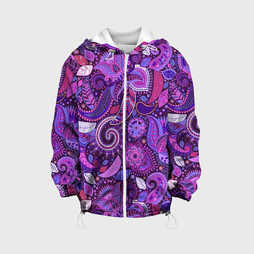 Детская куртка Фиолетовый этнический дудлинг / 3D-Белый – фото 1