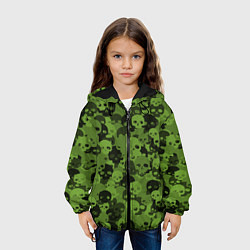 Куртка с капюшоном детская Камуфляж Черепа Текстура, цвет: 3D-черный — фото 2