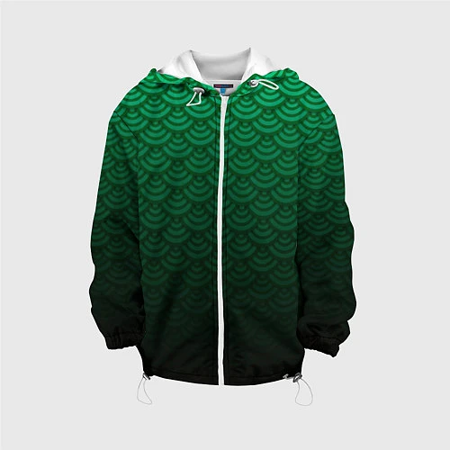 Детская куртка Узор зеленая чешуя дракон / 3D-Белый – фото 1