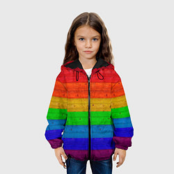 Куртка с капюшоном детская Разноцветные доски радужный, цвет: 3D-черный — фото 2
