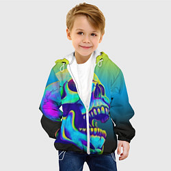 Куртка с капюшоном детская Neon skull, цвет: 3D-белый — фото 2