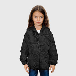 Куртка с капюшоном детская Круги черный узор геометрия, цвет: 3D-черный — фото 2