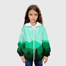 Куртка с капюшоном детская Горы пейзаж дикая природа, цвет: 3D-белый — фото 2