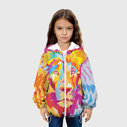 Куртка с капюшоном детская Акварельный лев, цвет: 3D-белый — фото 2