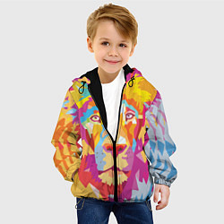 Куртка с капюшоном детская Акварельный лев, цвет: 3D-черный — фото 2