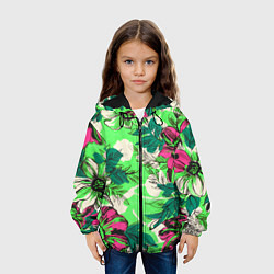 Куртка с капюшоном детская Цветы в неоне, цвет: 3D-черный — фото 2
