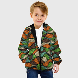 Куртка с капюшоном детская Абстрактные волны, цвет: 3D-черный — фото 2