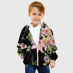 Куртка с капюшоном детская Букет лилий, цвет: 3D-белый — фото 2