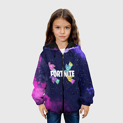 Куртка с капюшоном детская Ламы фортнайт в космосе, цвет: 3D-черный — фото 2