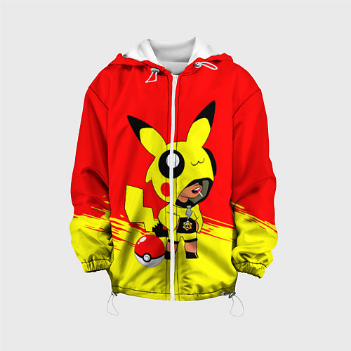 Детская куртка Brawl starsLeon pikachu / 3D-Белый – фото 1