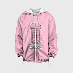 Куртка с капюшоном детская Телефонная будка, London, цвет: 3D-белый