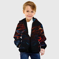 Куртка с капюшоном детская Абстракция разводы красок, цвет: 3D-черный — фото 2