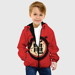 Куртка с капюшоном детская Иероглифы Китайский Дракон, цвет: 3D-черный — фото 2