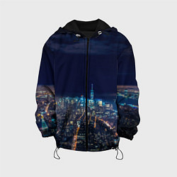 Куртка с капюшоном детская Ночной город, цвет: 3D-черный